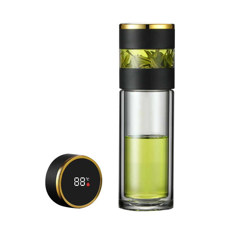 三极户外(Tri-polar) TP3623 智能双层玻璃杯茶水分离显温水杯泡茶玻璃杯礼品福利水杯