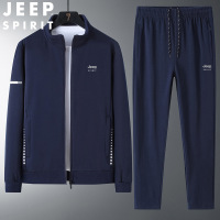 JEEPSPIRIT运动套装男秋季中年男装宽松休闲运动服 4XL 7198深蓝色（直筒）