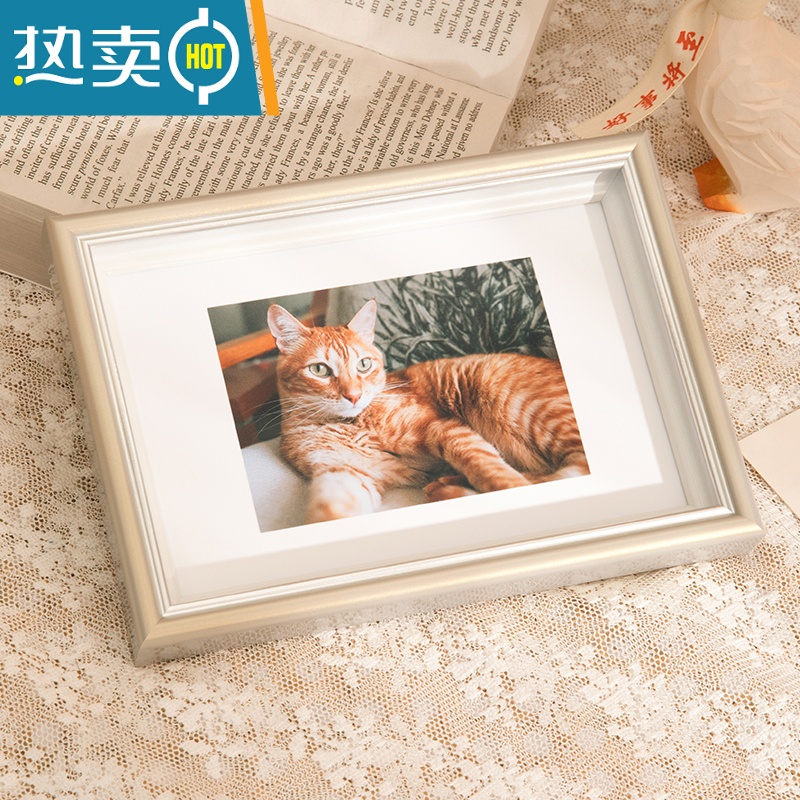 敬平北欧双色轻奢6寸7寸8 10寸摆台客厅卧室相片框架冲洗照片做成相框 星空灰 A4摆桌+挂墙[21*29.7cm]高清大图