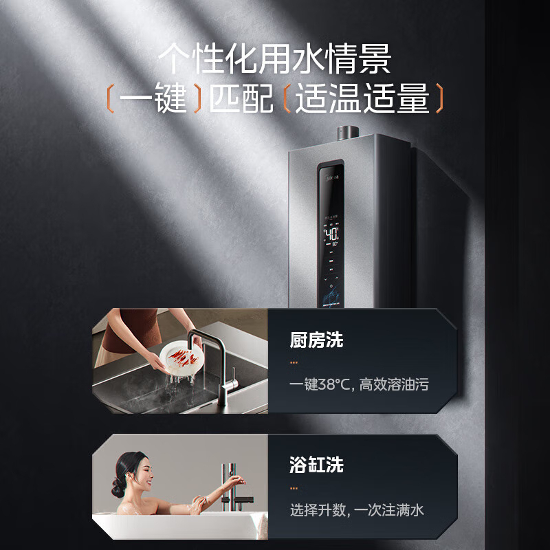 美的燃气热水器家用13升天然气双增压水伺服 强排式变频恒温智能家电四季免调温JSQ25-RF3高清大图