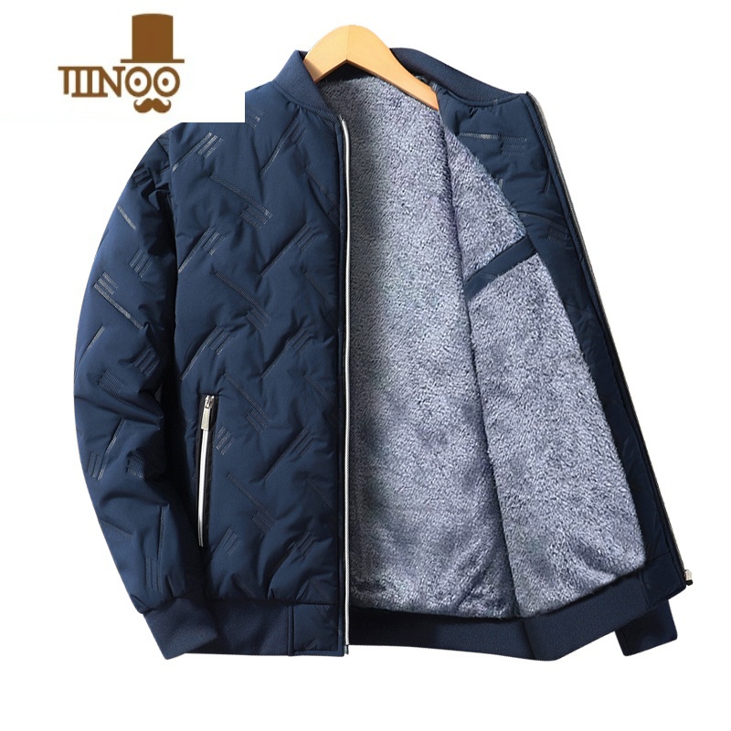 YANXU冬季加厚外套男式青年加绒棉衣夹克厚款外衣立领保暖防风休闲棉服高清大图