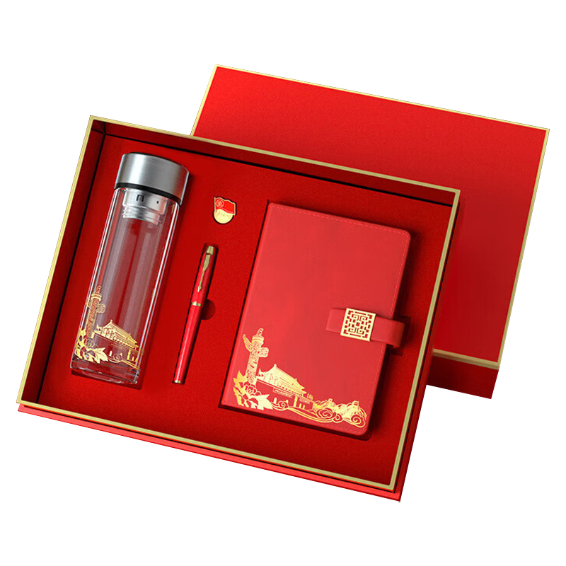 优彩嘉 政治生日纪念套装 数显玻璃杯+笔+窗花本+微章 ZZTZ-22 套高清大图