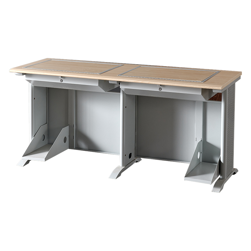 臻远ZY4012420隐藏式翻转电脑桌培训桌教室机房多媒体学习桌办公桌C款双人位