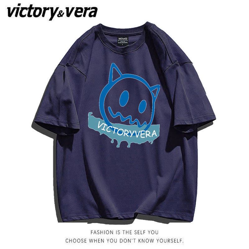 VICTORYVERA圆领短袖t恤女韩版宽松ins国潮牌美式复古印花上衣夏