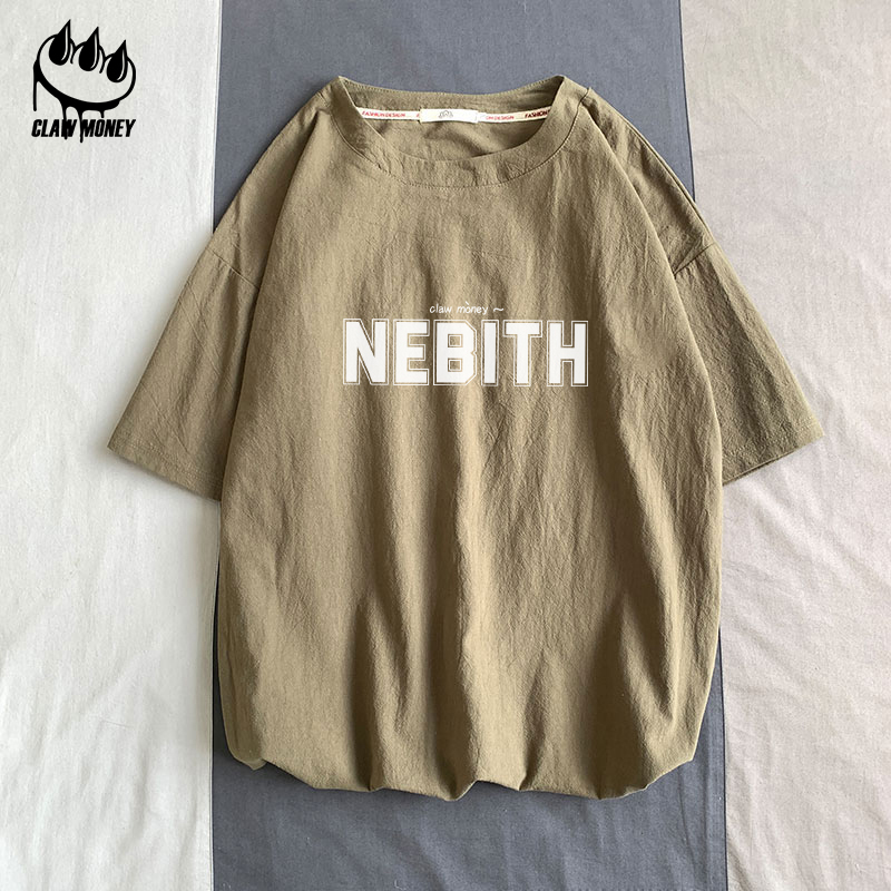 Claw money夏季棉麻短袖T恤男韩版潮流亚麻五分袖休闲宽松半截袖