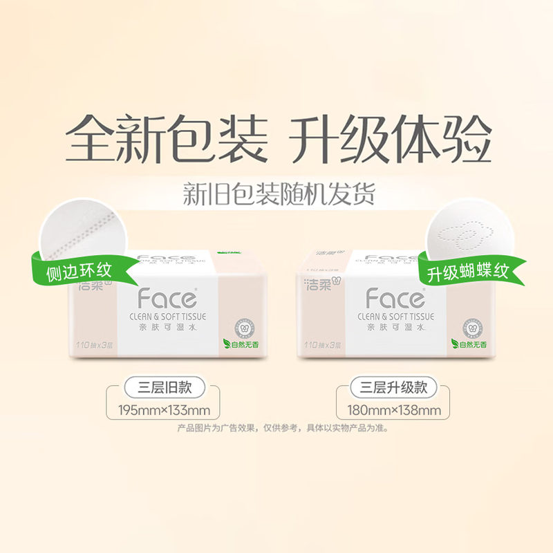洁柔 柔韧加粉Face抽纸PR287-24E(110抽24包)高清大图