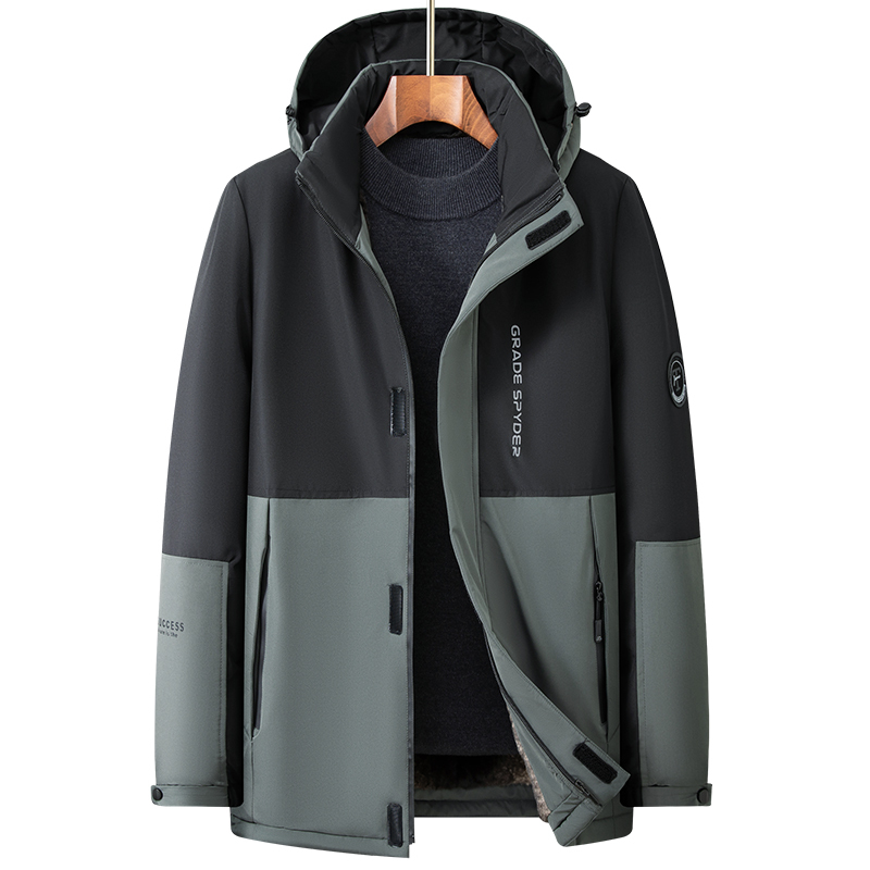 恒源祥冲锋衣男士加绒加厚秋冬季保暖棉服爸爸冬装外套中老年棉衣