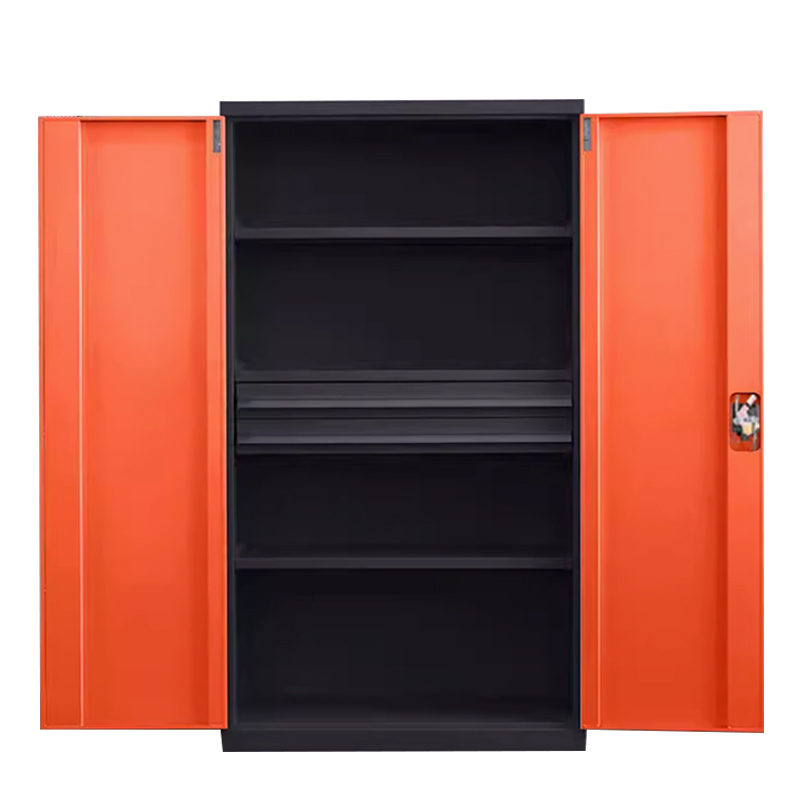 帅畅重型工具柜加厚物件工具储物柜工厂铁皮柜汽修厂零件收纳柜橘色四层二抽高清大图