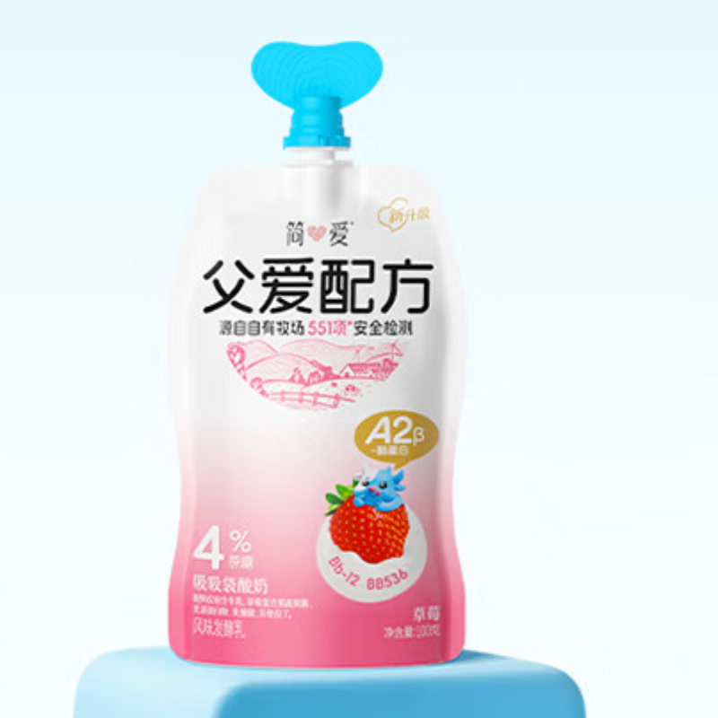 简爱 父爱配方·果蔬吸吸酸奶·4%蔗糖100g*12袋高清大图