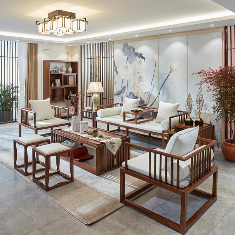 檀星星沙发078 新中式沙发现代中式中国风小户型客厅售楼处禅意实木家
