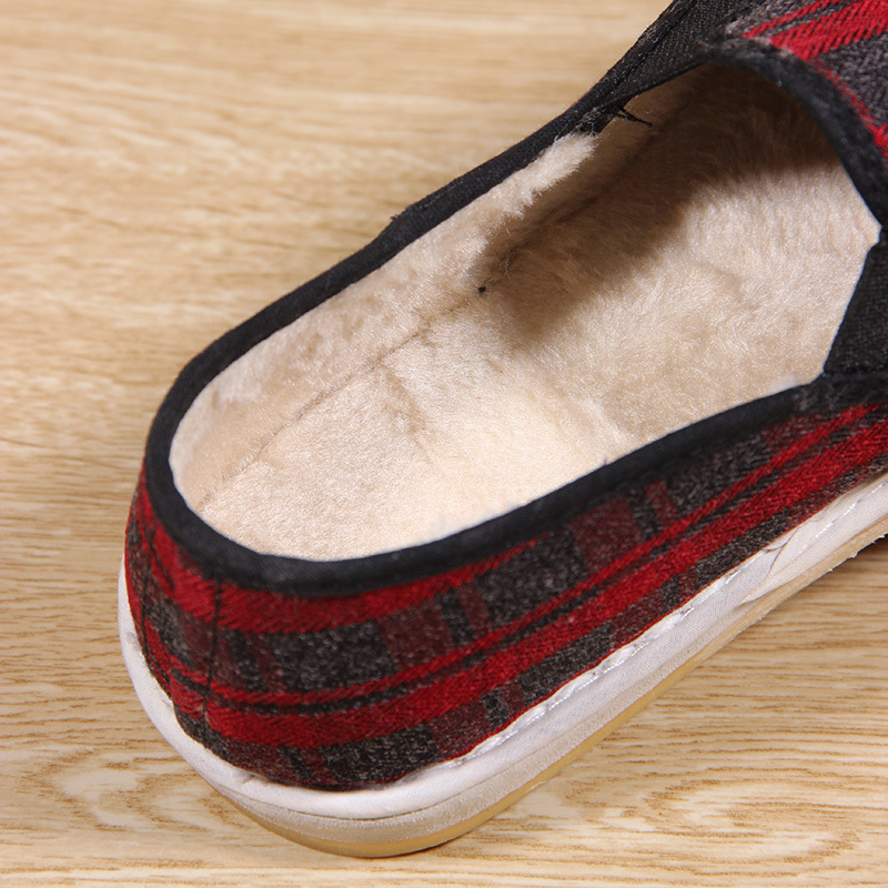 婕秘老北京布鞋女士春秋红格子透气加绒保暖泡沫底二棉鞋居家布鞋