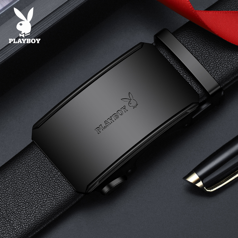 花花公子皮带男款真皮2025新款自动扣商务牛皮裤带年轻人休闲腰自高清大图