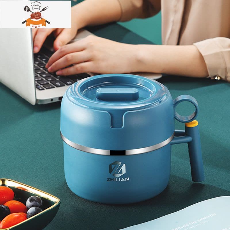 敬平ins北欧304不锈钢双层饭盒上班族便当餐盒小学生食堂打饭缸快餐杯图片