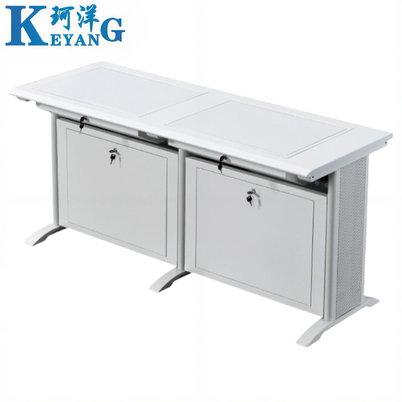 珂洋 翻转电脑桌 两人灰白色 张高清大图