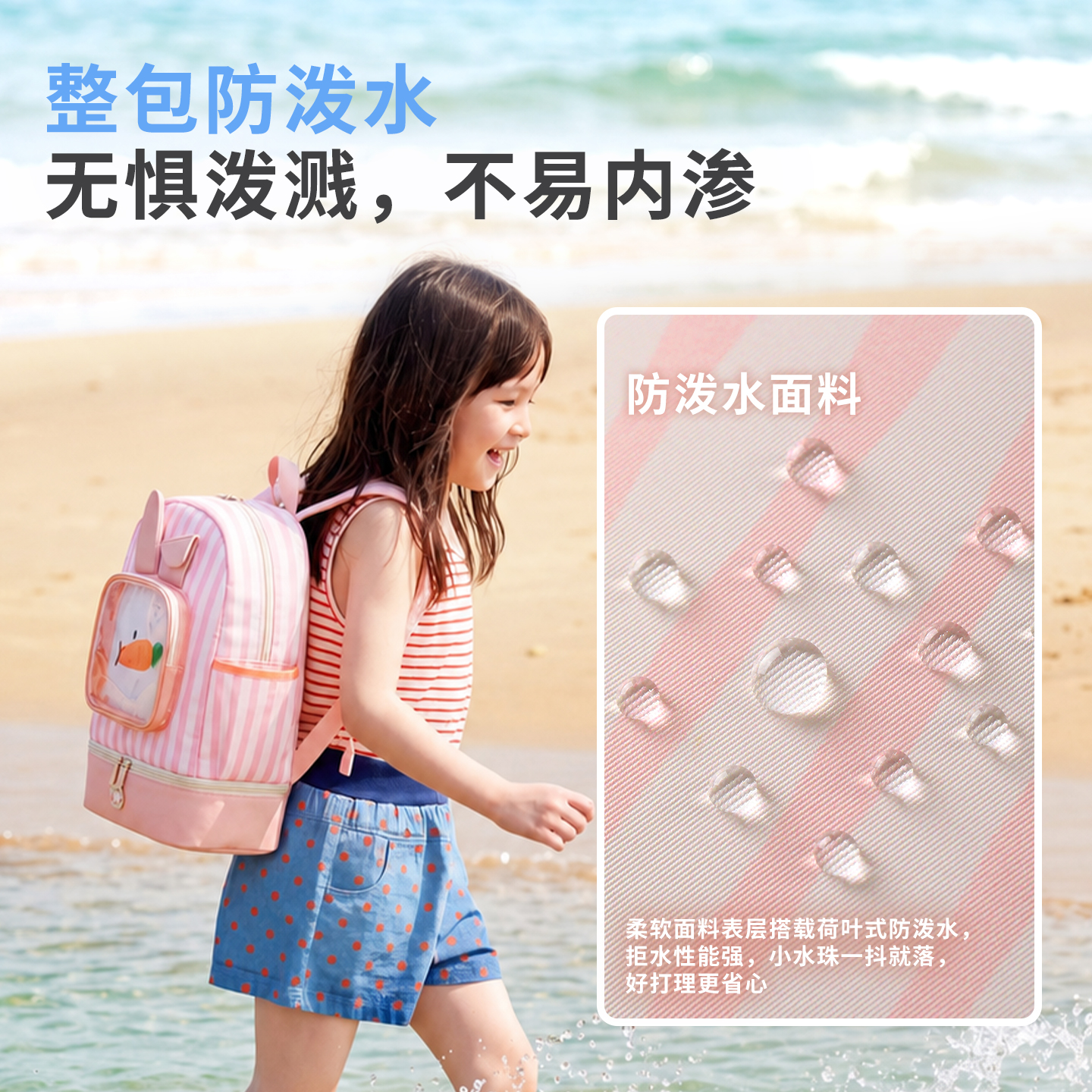 儿童游泳收纳包干湿分离泳衣专用收纳袋泳包防水双肩背包1085高清大图