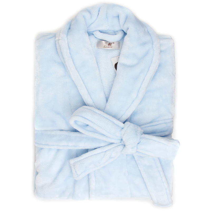 三利 法兰绒加厚浴衣睡袍 情侣装家居服 四季通用 均码高清大图