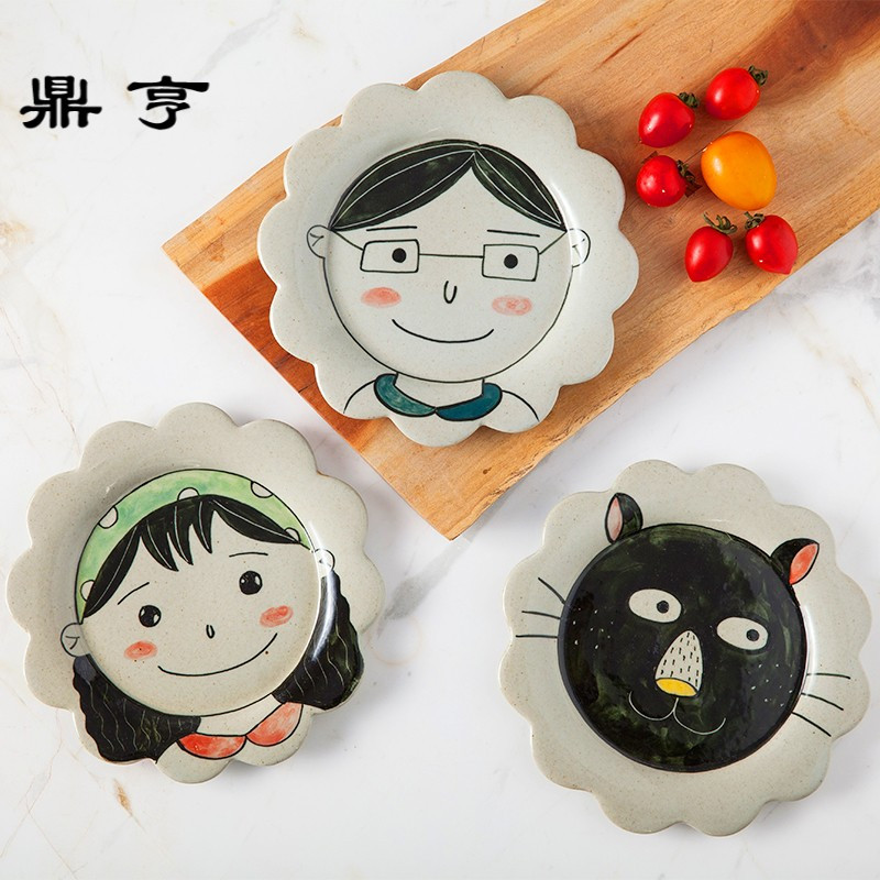 鼎亨日式手绘饭盘烤盘陶瓷西餐点心盘子餐具套装创意菜盘情侣