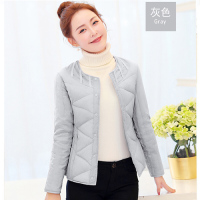 迪鲁奥（DILUAO)波司登旗下轻薄羽绒服女修身内胆秋冬短款长袖大码加厚妈妈装中老年白鸭绒 M 浅灰色