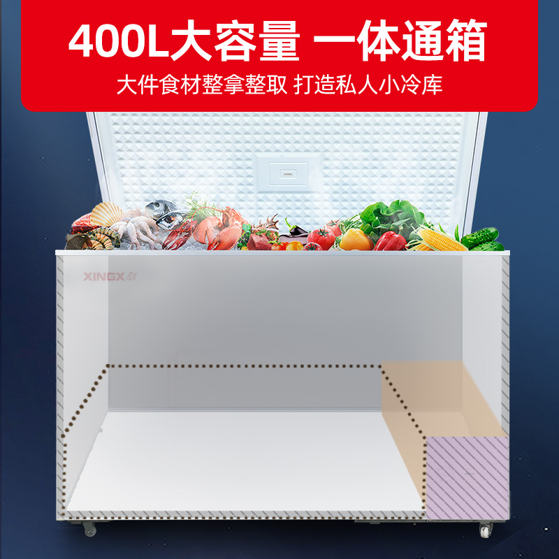 星星(XINGX)400升 商用冰柜冷藏保鲜强劲冷冻超市便利店大容量节能省电家商两用单温冷柜 BD/BC-400R高清大图