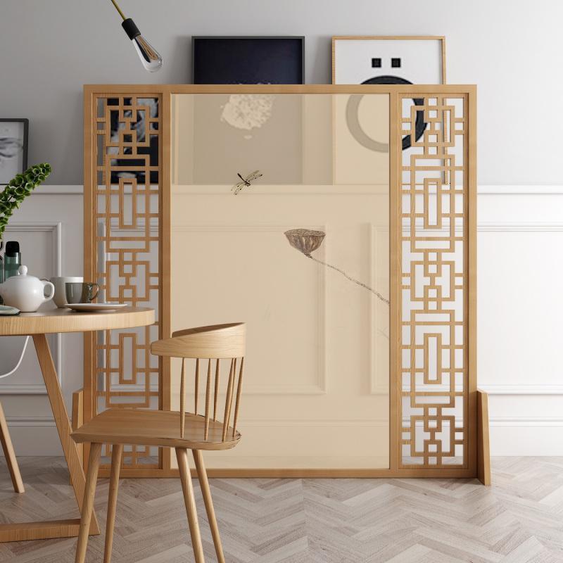 森美人屏风隔断客厅简约现代时尚卧室小户型布艺玄关座屏遮挡家用新中式 新西兰樟子松半透(140*180cm)整装