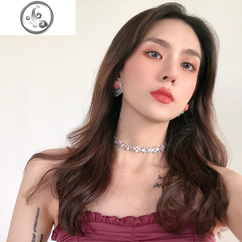 唐顿玫瑰。花园浪漫港风复古优雅织带项圈锁骨链少女in JiMi项链 紫玫瑰一条