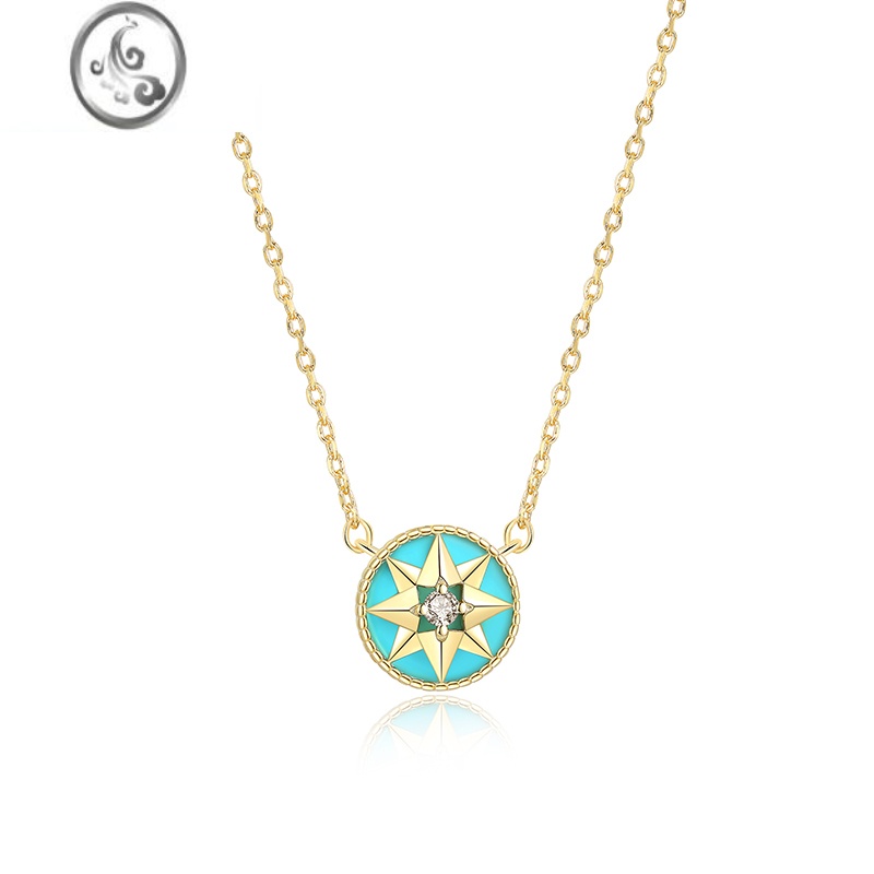 JiMi八芒星幸运罗盘绿松石项链女轻奢小众设计高级感欧美ins锁骨颈链 绿松石项链