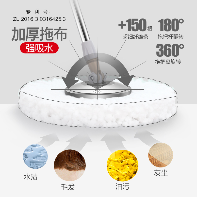拖把杆旋转通用拖布桶甩干自动脱水拖地家用甩水免手洗懒人墩布桶高清大图