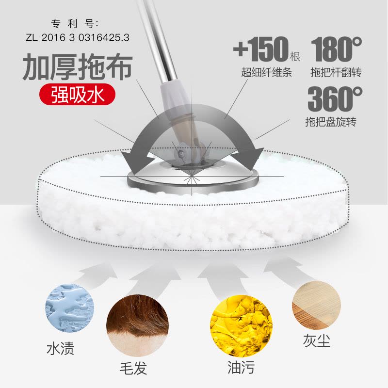 拖把杆旋转通用拖布桶甩干自动脱水拖地家用甩水免手洗懒人墩布桶图片