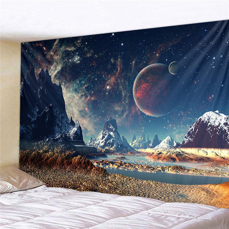 超大挂布墙壁装饰挂毯床头卧室背景布森林星空壁画北欧免打孔 图七 150高*200宽厘米横款_242