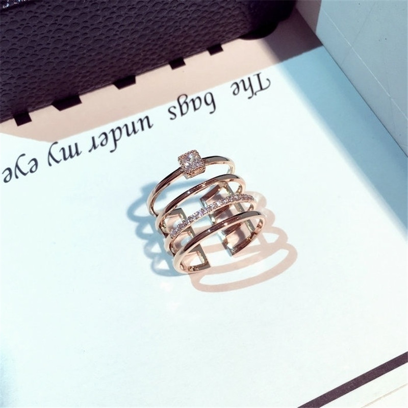 新款时尚韩版欧美经典潮流锆石镶钻开口戒指夸张复古指环保色女