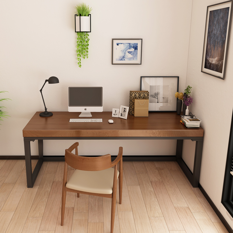 唐臻loft简易台式电脑桌美式实木办公桌北欧家用卧室写字台简约书桌椅