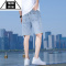 希杰狮王2023浅色牛仔短裤男士夏季薄款潮牌修身休闲男装外穿五分裤子中裤