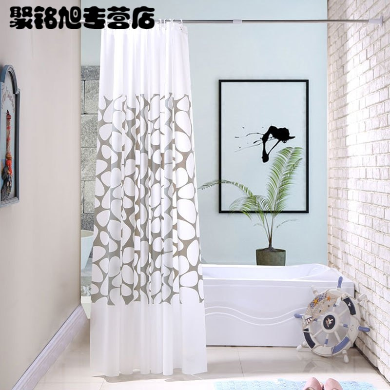 现代简约浴室加厚石头纹塑料PEVA浴帘保暖防水防霉浴帘布隔断帘尺寸 时尚创意防水加厚生活日用浴室用品浴帘