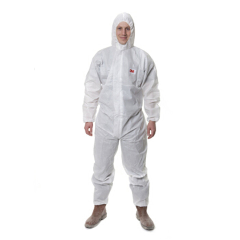 3M 4515白色带帽连体防化服 防护颗粒物及液体有限喷溅 防尘服防化服