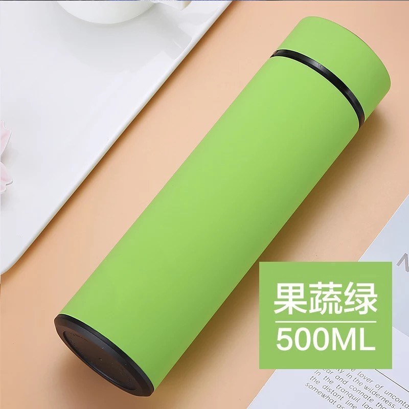 家柏饰(CORATED)保温杯男女学生便携家用不锈钢水杯子户外大容量商务茶杯定制logo 磨砂绿500ml高清大图