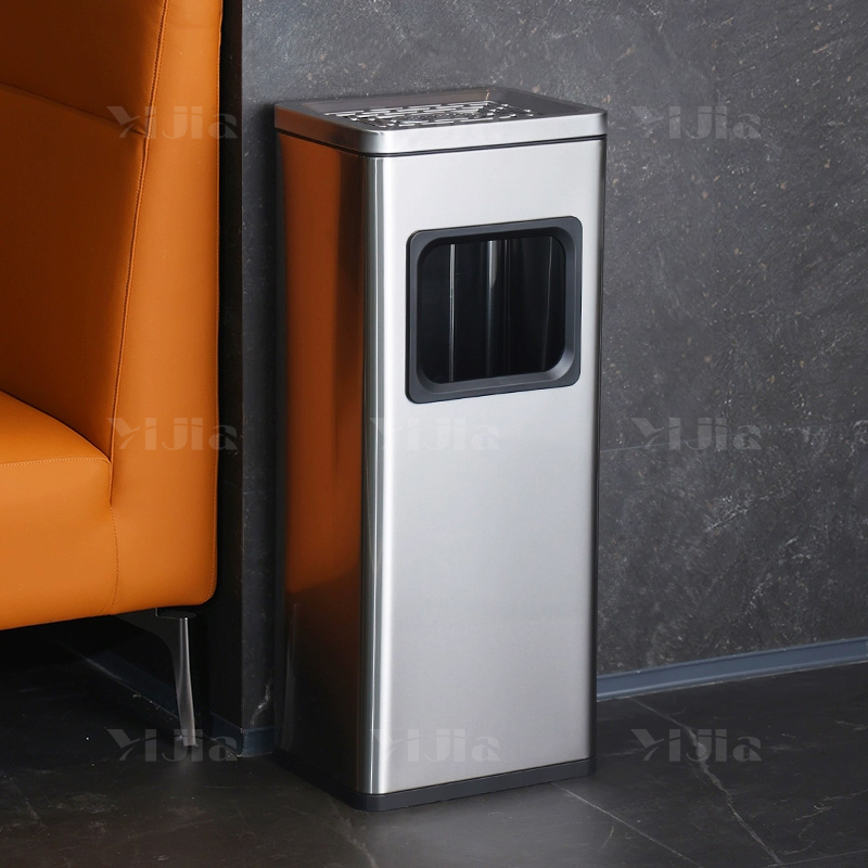 翌嘉YJ4123002 不锈钢酒店垃圾桶大堂宾馆方口立式垃圾桶 银 色 16L 310*235*745高清大图