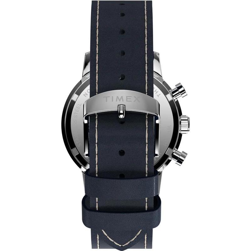 天美时(Timex)石英表复古军表蓝盘条纹轻便耐用防水表高清大图