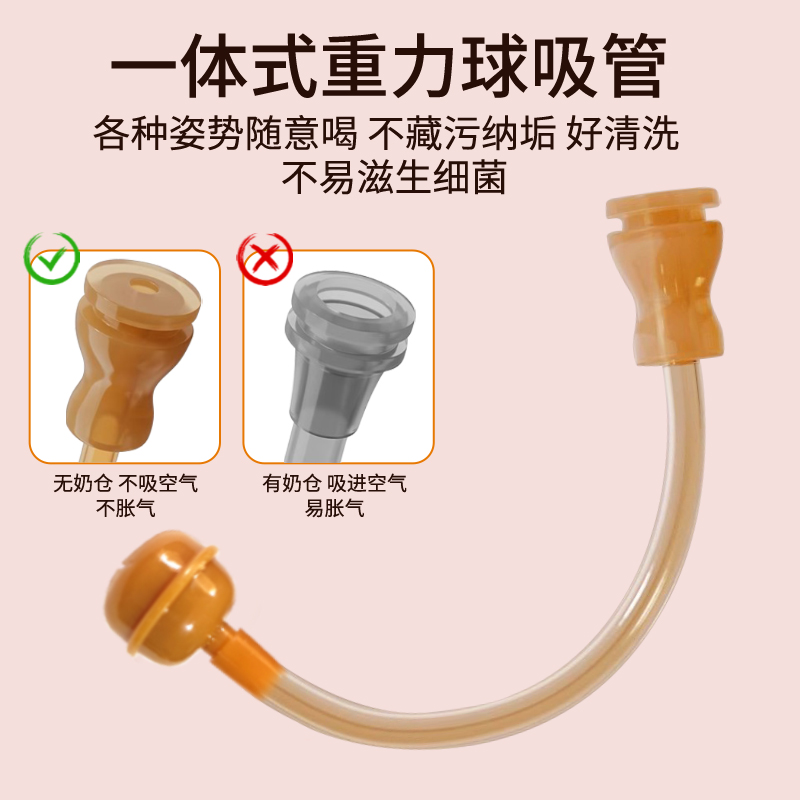 一个装直饮吸管(适合9个月以上)新生婴儿适配世/喜防胀气7.2cm奶瓶通用宝宝水嘴鸭嘴高清大图