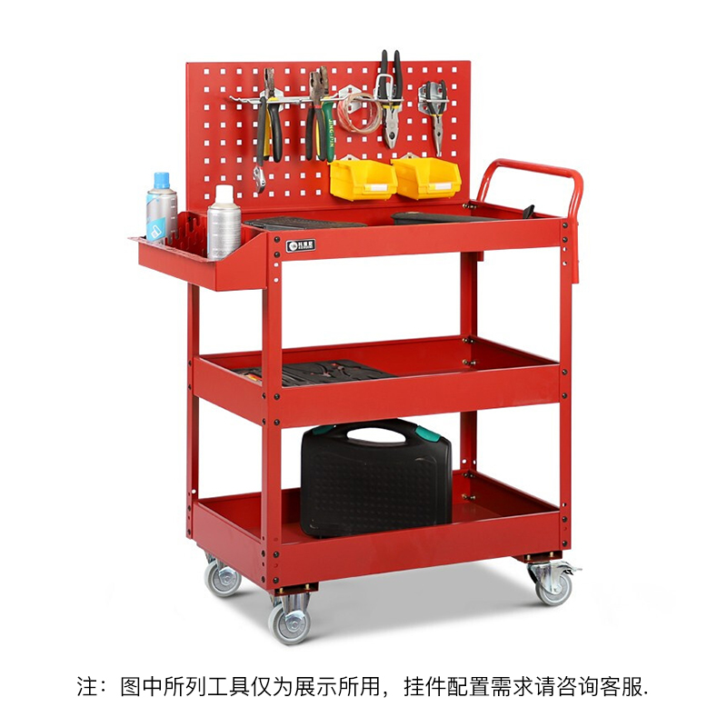 尔迈 工具车维修车间移动手推车多功能零件车 1抽屉 背挂板高清大图