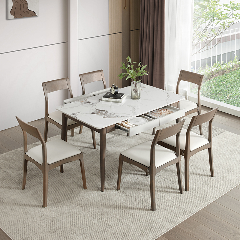 顾家家居岩板储物收纳餐台 餐厅家具pt7086t圆桌 太妃糖餐椅