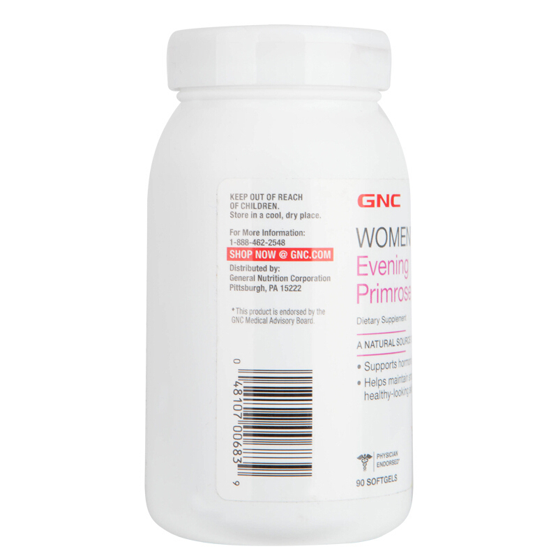 [调理经期,一生好伴侣]GNC 健安喜 月见草油软胶囊 500毫克 90粒/瓶 美国进口净含量98.28g