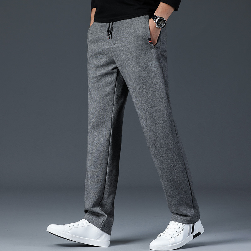 yuansu运动裤男秋冬加绒厚款宽松休闲长裤子直筒棉质男裤卫裤大码针织