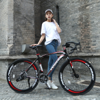 【精选直播特卖】竞速公路自行车变速死飞双碟刹24/26寸男女式单车实心胎山地车米士龙