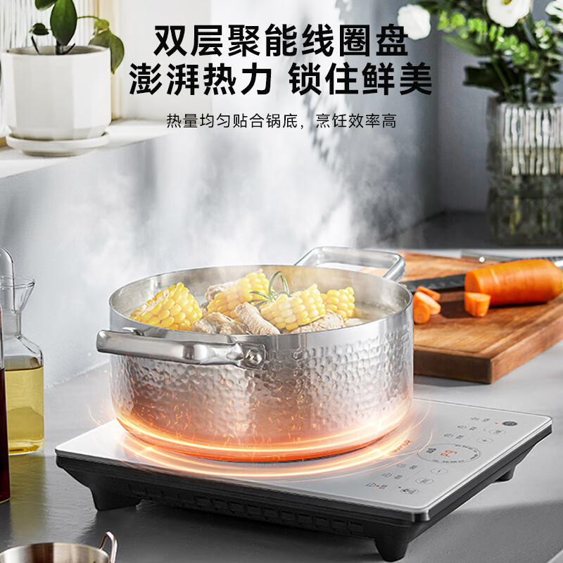 苏泊尔(SUPOR)电磁炉2200W大火力智能 电磁灶火锅炉高强玻璃面板火力调节一键蒸煮预约定时 C22-IA05高清大图