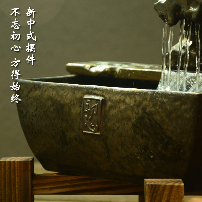 喷雾流水加湿禅意摆件桌面水循环盆景陶瓷假山造景微景观茶室装饰 三维工匠 莲花-初心(送线香)没配高清大图