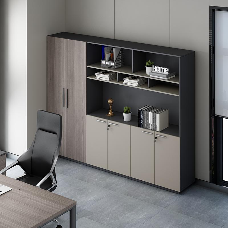 简约老板办公室文件柜组合闪电客储物高柜子有锁的带挂衣杆木质大型