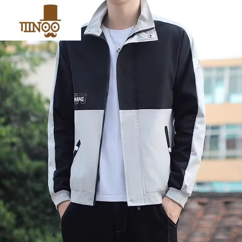 YANXU2023新款男士立领宽松拼接工装夹克帅气休闲外套男