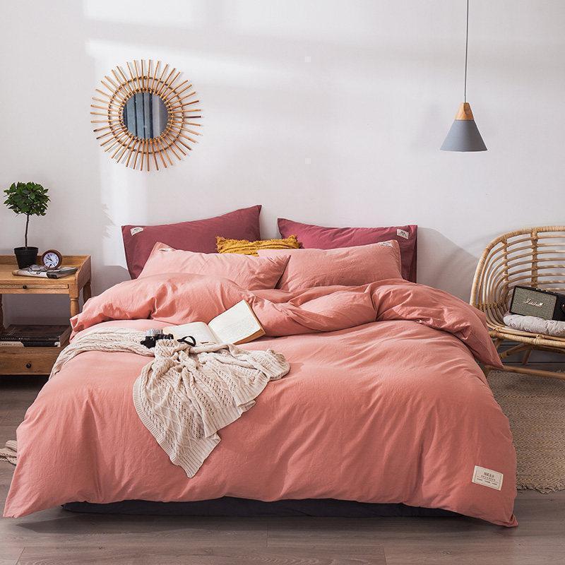 美帮汇水洗棉四件套全棉全棉北欧风色三件套色学生宿舍床上用品高清大图