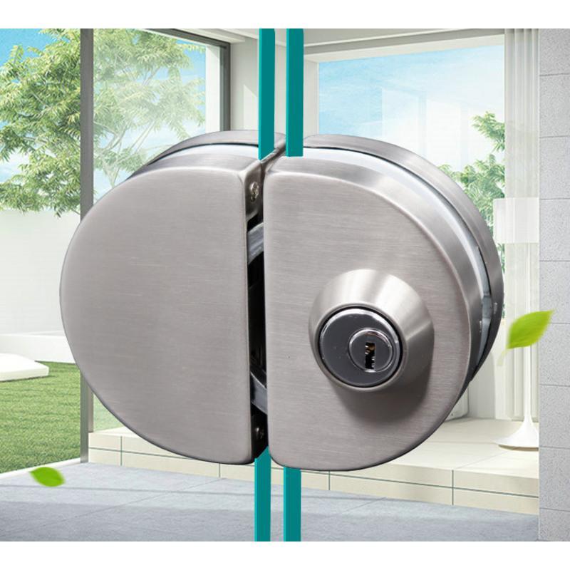 901型号钢化玻璃门锁商铺推拉门锁免开孔u型锁单门双门无框玻璃地锁