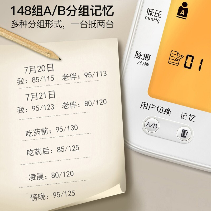 鱼跃量血压器语音播报高精准YE680CR 大屏背光 家用血压心率测量仪器电子血压计上臂式医用测压仪手臂式全自动降压仪高清大图